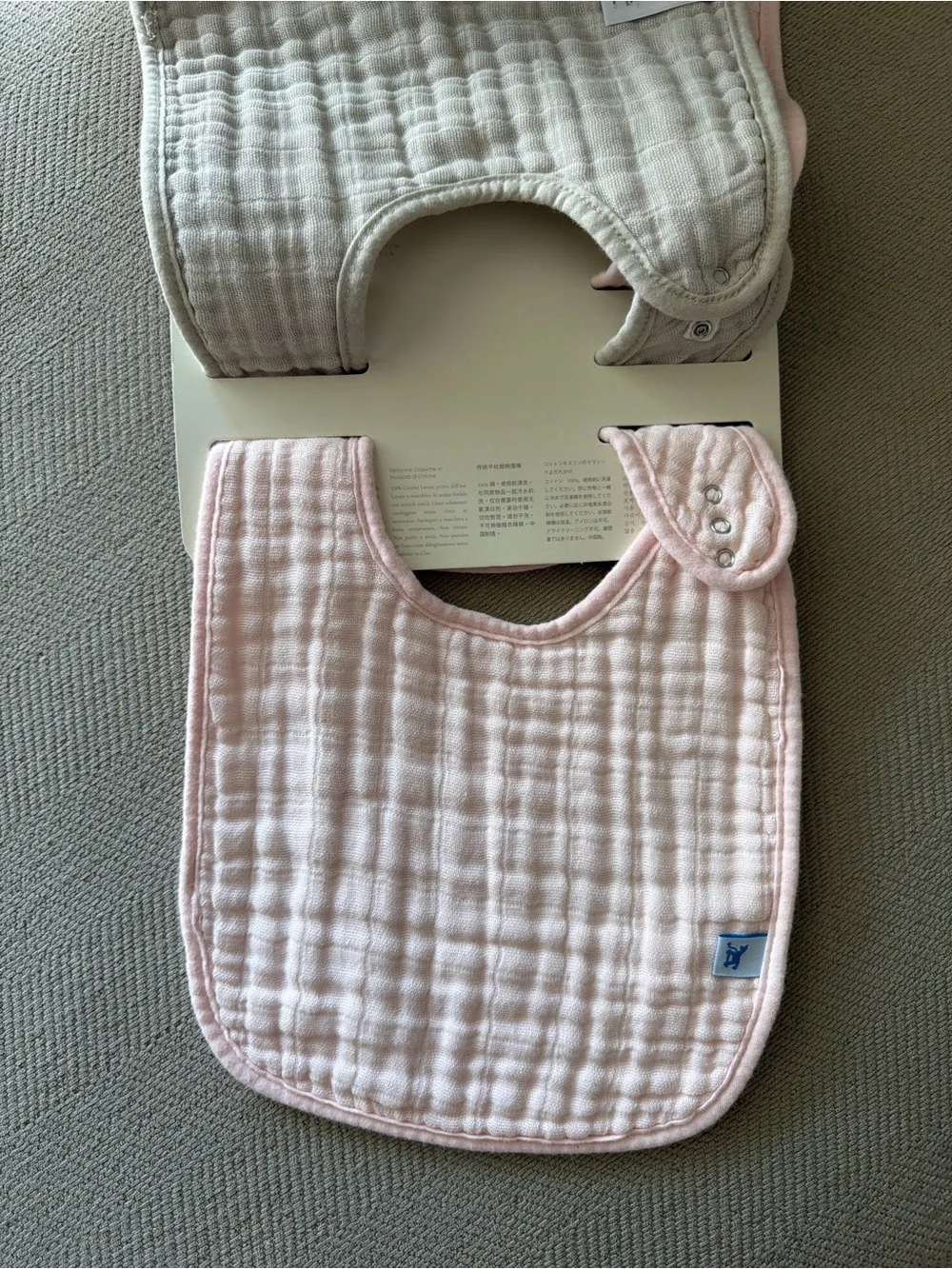 Classic Cotton Muslin Baby Bib Set - Peach Floral (3-Pack)